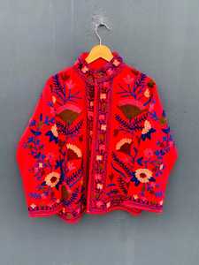 Veste en coton brodé Suzani faite à la main pardessus floral indien Boho manteau ethnique pour les femmes - Product Image 6