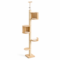 Arbre à chat double pour plafond de condo, tour à chat, griffoir, deux niches pour chats, plateformes multi-niveaux, corde en sisal écologique et durable, facile à assembler