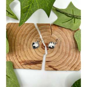 Navajo Handmade White Buffalo & Sterling Silver <b>Hook</b> Dangle <b>Earrings</b> Heart-Shaped Drop Design for Gift - Product Image 3