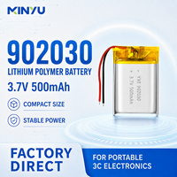 Batterie LiPo rechargeable MinYu Factory Direct 902030 3.7V 500mAh avec PCB pour enceinte Bluetooth, lunettes VR, lecteur MP3