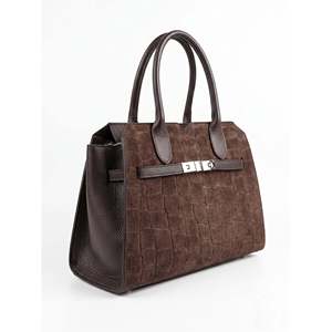 Structured Handbag in Genuine Printed Suede and Dollaro Leather - Made in <b>Italy</b> - Art. 26139 - Product Image 3