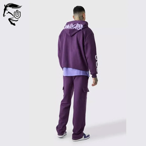 Trajes de chándal, 2 uds., trajes de jogging con cremallera, estampado de transferencia de calor, chándal de algodón, pantalones de chándal acampanados de carga y Sudadera con capucha, conjunto de Jogger - Product Image 2