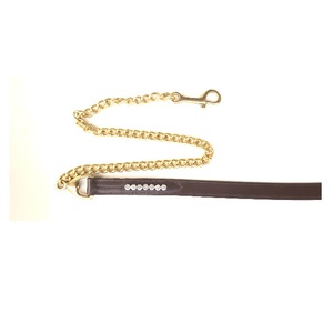 Laisse de cheval en cuir de haute qualité avec strass brillants, chaîne métallique, équipement équestre durable, poignée robuste - Product Image 1