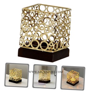 Set of 5 Different Sizes Metal Gold Plated Brass and Crystal Indoor Decorative Candle Containers Votives <b>Candlestick</b> Holders - Product Image 4