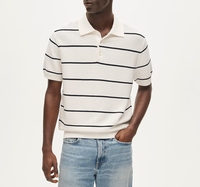 Individuelles Logo Herren 100% Baumwolle Gestreiftes Strick-Poloshirt Kurzarm Atmungsaktives Business Casual OEM Polo-Oberteil