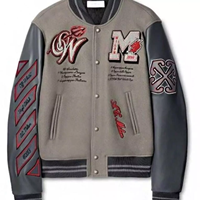 Chaqueta Varsity Roja de Alta Calidad para Mujer, Fabricada por OEM, Mangas de Piel de Oveja, Personalizable, Bordado de Chenilla de Algodón, Acolchada