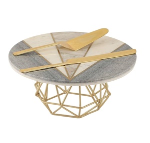 Wholesale Modern Stylish Vintage Fancy <b>Marble</b> Single Tier Wedding Party <b>Cake</b> <b>Stands</b> Customized Logo Print <b>Cake</b> Platter Tool Type - Product Image 3