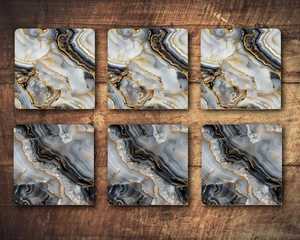 <b>Black</b> Agate <b>Coaster</b> Set Marble Beverage <b>Coasters</b> Elegant Modern New Home Drink <b>Coaster</b> Gifts - Product Image 4