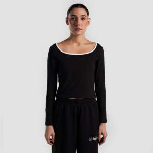 Haut court en maille noire respirant et confortable, modèle Lean in Tee - Product Image 1