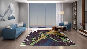 Alfombras de área de lana anudadas a mano de pelo medio, estilo persa, con patrón abstracto, ecológicas, únicas, para sala de estar, oración, bar o ejercicio. - Product Image 3