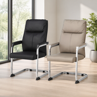 Chaise d'invité cantilever extra-haute à dossier haut en cuir PU, base chromée, accoudoirs rembourrés, siège de direction pour salle de réunion M13