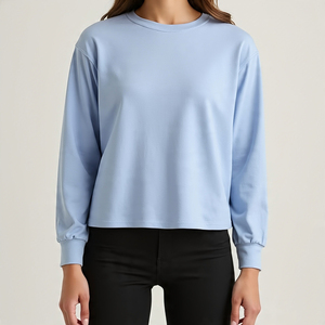 Ropa de gimnasio O-cuello Crop Tee Shirts Ladies Jogging Running Sportswear Camisetas cortas de manga larga Mujeres - Product Image 3