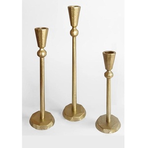 Standard Quality Metal Gold Round <b>Candle</b> Pillar Plate & <b>Taper</b> <b>Candle</b> <b>Holder</b> for Wedding & Home Tabletop Decoration - Product Image 6