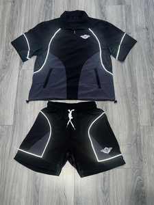 OEM logotipo personalizado hombres transpirable Nylon cremallera Jogging Set verano Casual chaqueta cortavientos pantalones chándal sublimación chándal - Product Image 2