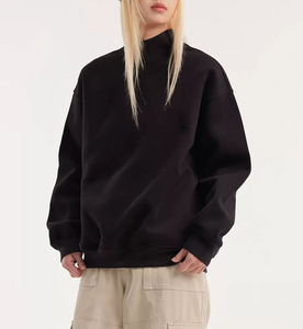 Sweat-shirts en molleton à col montant brodés pour femmes, hiver 2025 - Logo personnalisé sur le devant, mélange de coton, écologique, service OEM en gros - Product Image 2