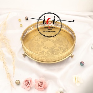 Design de taille personnalisable Nouvelle arrivée Plateau en laiton pour un usage quotidien Festival du Ramadan Eid Vaisselle Décor Innovations graphiques en relief - Product Image 4