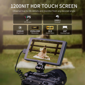 Moniteur de terrain pour appareil photo DSLR FEELWORLD P6XL 6 pouces en aluminium avec batterie intégrée, HDMI, haute luminosité 1200 nits, écran tactile - Product Image 2
