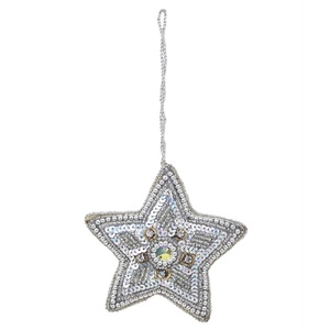 Adornos navideños hechos a mano, adorno bordado personalizado, forma de corazón y Luna, terciopelo satinado con cuentas, Material de satén único - Product Image 4