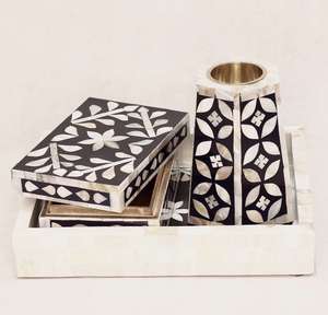 Ensemble de plateaux en résine faits à la main de luxe avec Bakhoor et incrustation de nacre, design écologique pour une décoration intérieure élégante et des cadeaux - Product Image 3