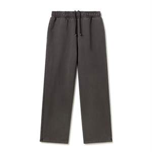 Pantalon de jogging unisexe à jambes larges, logo personnalisé brodé, 100% coton, poids lourd, taille haute, devant plat, tissu en molleton - Product Image 1