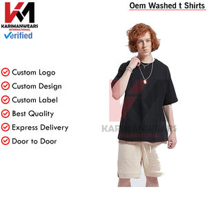 Camisetas de gran tamaño para hombre Camiseta de algodón de peso pesado Cuello redondo Manga corta Ajuste holgado Básicas Esenciales, Camisetas clásicas suaves - Product Image 2