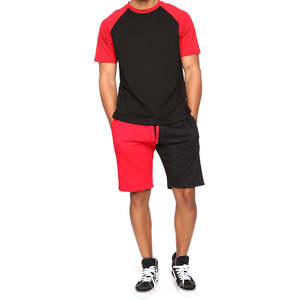 Pakistan Made <b>Top</b> Quality Summer Sets Short Sleeve T-shirt Shorts Set Casual Sports Suit for <b>Men</b> Panelled T-Shirt Short Set - Product Image 1