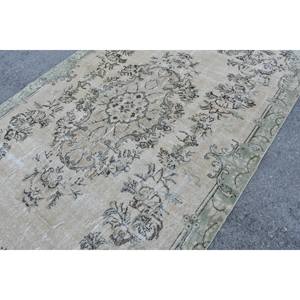 Vintage 6ft 2in X 10ft 9in tapis turc Beige et vert Patchwork laine avec support en Latex tissage plat pour décorations de salon - Product Image 5