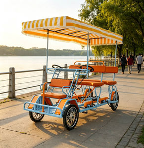 Four Person Tandem Bike Sightseeing <b>Bicycle</b> Touring Pedal Car with Sun Canopy - Product Image 2