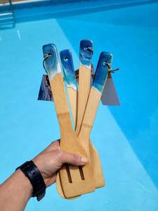 Tenedor de resina hecho a mano de la mejor calidad, utensilios de madera altamente pulidos con logotipo personalizado, restaurantes de hoteles en casa directamente de la India - Product Image 3