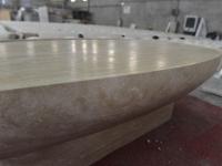 SHIHUI personnalisé Simple moderne table basse en pierre naturelle travertin Beige avec finition de surface polie salon meubles d'hôtel