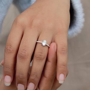 D Color VVS1 High Quality Silver <b>Moissanite</b> Ring Both Oval & Round <b>Jewelry</b> Design - Product Image 3