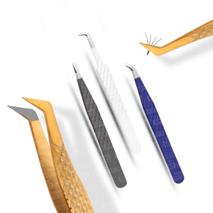 Pinces à épiler pour extensions de cils en acier inoxydable multicolores à haute élasticité, pointe en fibre, antistatiques, non corrosives - Product Image 4