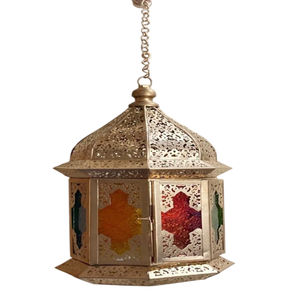 Handcrafted Moroccan Decorative Iron Metal Glass Hanging <b>Lantern</b> for Indoor and Outdoor <b>Christmas</b> Decorations Tabletop Use - Product Image 6