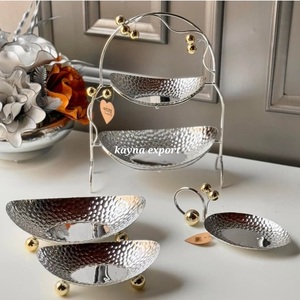 Plats et plateaux de luxe en laiton doré à motif feuille, écologiques, pour service de gâteaux et de fête, ustensiles de cuisine - Product Image 3