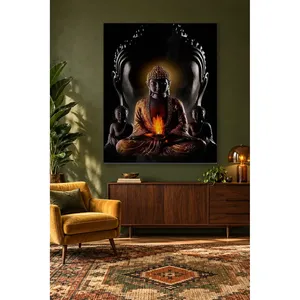 Fida Seated Buddha Holding Flame in Palms <b>Canvas</b> Print - Product Image 1