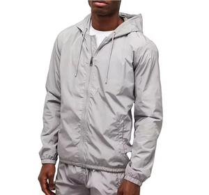 Costume coupe-vent gris réfléchissant pour hommes Ensemble de vêtements de sport de style de rue Survêtement personnalisé imperméable Survêtement élégant pour hommes 2025 - Product Image 2
