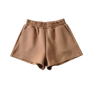 Pantalones cortos de algodón de rizo francés liso vintage de peso pesado de fabricante, ropa de calle para mujer, pantalones cortos con cintura elástica para exteriores para mujer - Product Image 3