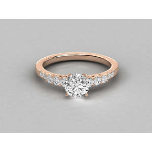 Anillo de Diamante Solitario de Oro de 14K Cultivado en Laboratorio para Mujer, Patrón Geométrico, Joyería Fina, Rodio, para Compromiso, Certificado IGI - Product Image 6