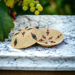 Joli panier en osier d'herbe de lune naturelle écologique fait à la main de haute qualité créative ensemble de 2 paniers pour fruits et légumes - Product Image 6