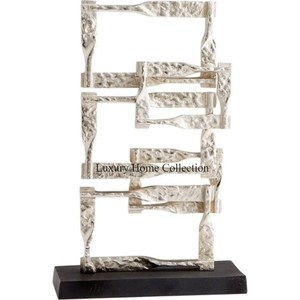 ประติมากรรมศิลปะสมัยใหม่แผ่นเคลือบทองเกรดสูงทำจากอะลูมิเนียมพร้อมฐานสีดำ - Product Image 6