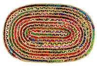 Tapis d'intérieur en chindi recyclé, tapis en coton fait main, tapis coloré tressé, tapis rond ovale pour le salon, décoration d'intérieur