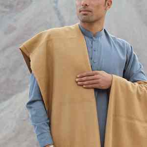 Châle en laine douce pour homme, chaud et respirant pour l'hiver, 300g, couleur unie classique traditionnelle, Inde et Pakistan - Product Image 3