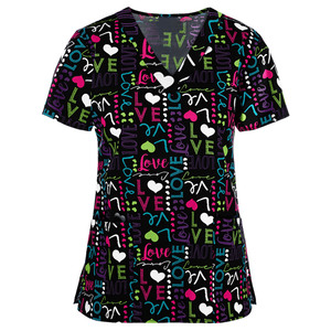Hospital Impreso Scrub Tops para Mujeres Enfermeras Moda Uniforme Enfermeras Vestido Uniforme - Product Image 2