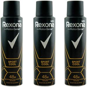 Rexona Men SPORT COOL Desodorante Spray 3x150ml Desodorante 0% Alcohol Antitranspirante - Product Image 2