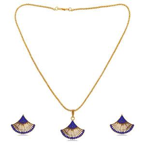 Kriaa Vintage Fine Jewelry <b>Set</b> 1202328H Pendant with Blue Austrian & <b>Gold</b> Plated Zircon & Pearl 18K <b>Gold</b> Plated Copper for Gift - Product Image 1