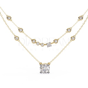 Collier en diamant rond Moissanite pendentif bijoux cadeau en argent sterling 925 bijoux de mode colliers ensemble de lunette collier - Product Image 3