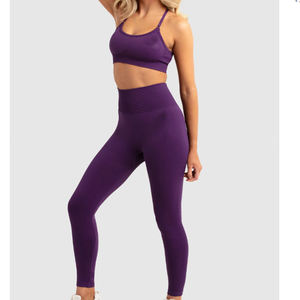 Comfortable Casual Women's Winter 2-Piece Sports Bra High Waist Gym <b>Leggings</b> Set Yoga Solid Pattern Eco-Friendly Breathable - Product Image 3