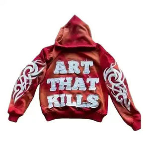 Sudaderas con capucha con parches bordados desgastados personalizados para hombre, sudaderas térmicas de algodón transpirable de manga larga para invierno Digital - Product Image 1