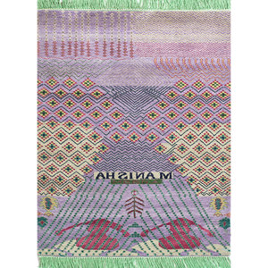 Alfombras Anudadas a Mano de Lana y Seda de Bambú con Patrón Geométrico Manchaha, Rosa y Morado para Uso Doméstico-Les-2010 - Product Image 1