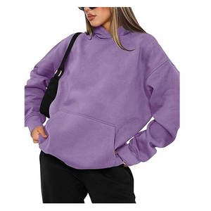 Produit populaire à capuche décontracté Streetwear goutte épaule chiffres respirant écologique sweats à capuche tricoté à capuche pour les femmes - Product Image 1